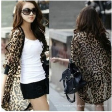 Frauen Sommer Tops Loose Batwing Chiffon Leopard Cardigan